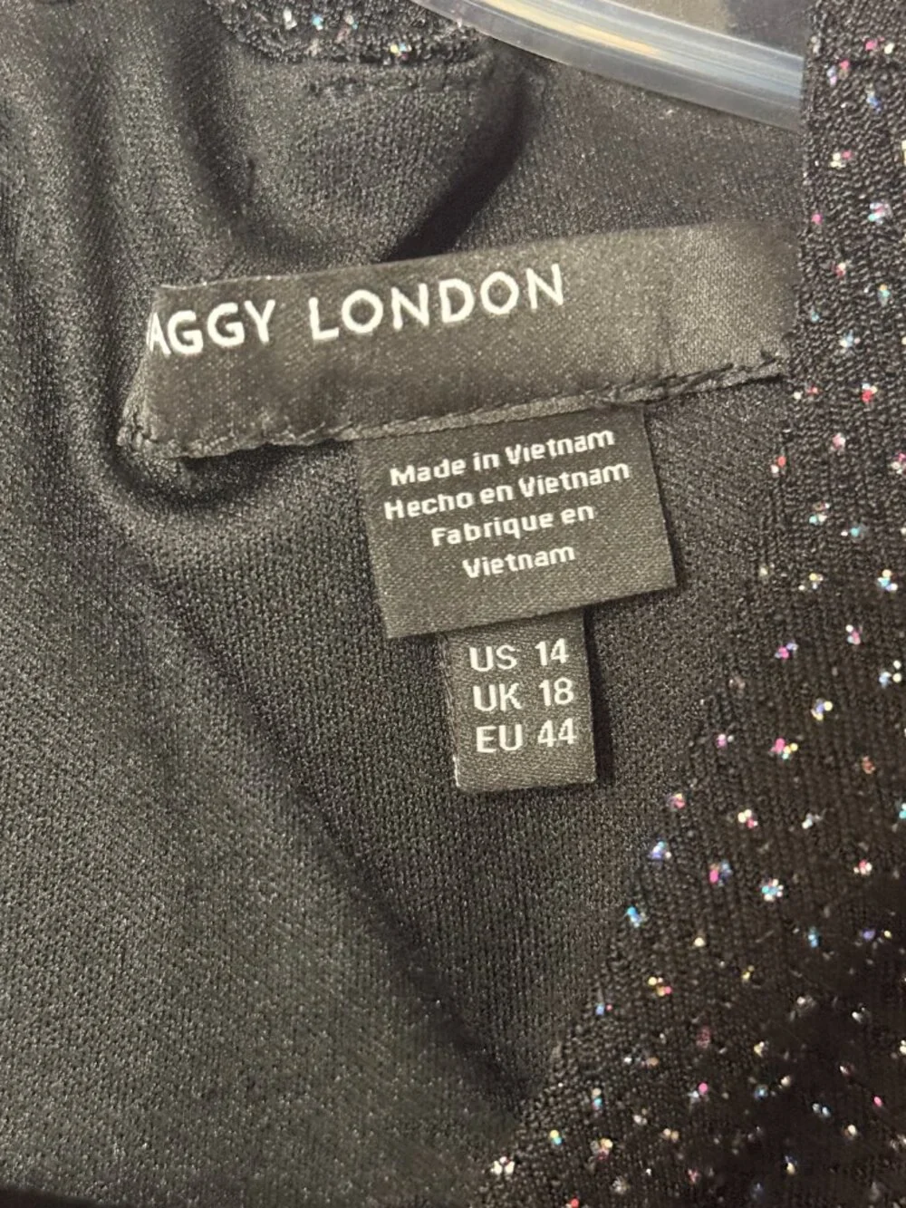 Maggy London Women's Aurora Glitter Sparkle Black Cocktail Dress sz 14 NWT